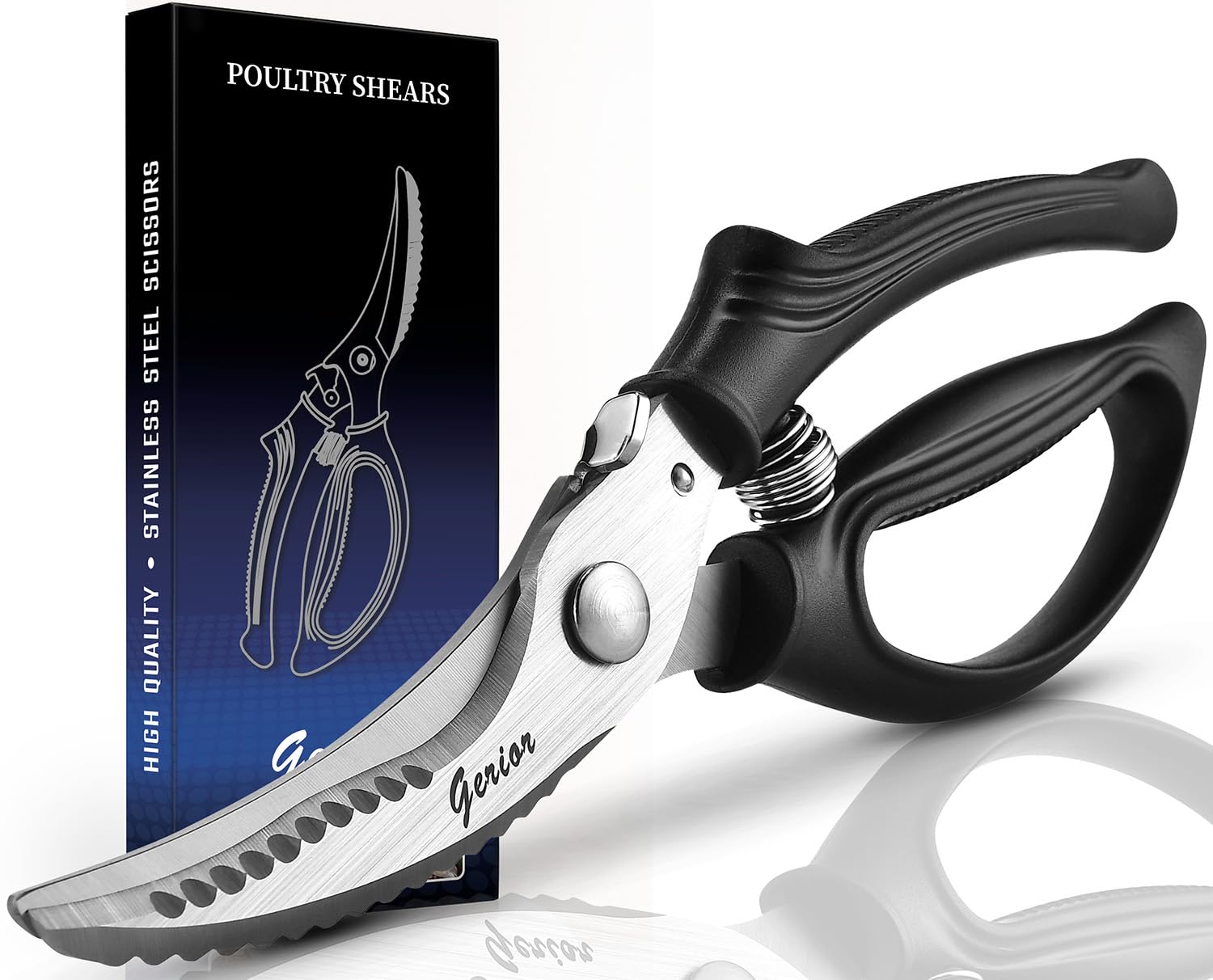 Heavy Duty Poultry Shears - Kitchen Scissors for Cutting Chicken, Poultry, Game, Meat - Chopping Vegetable - Spring Loaded