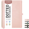 AHGXG Dotted Journal Spiral Notebook 8.5" x 11", Large A4 Leather Hardcover Dotted Notebook, 100 GSM Thick Dot Grid Paper, Inner Pocket, Rose Gold