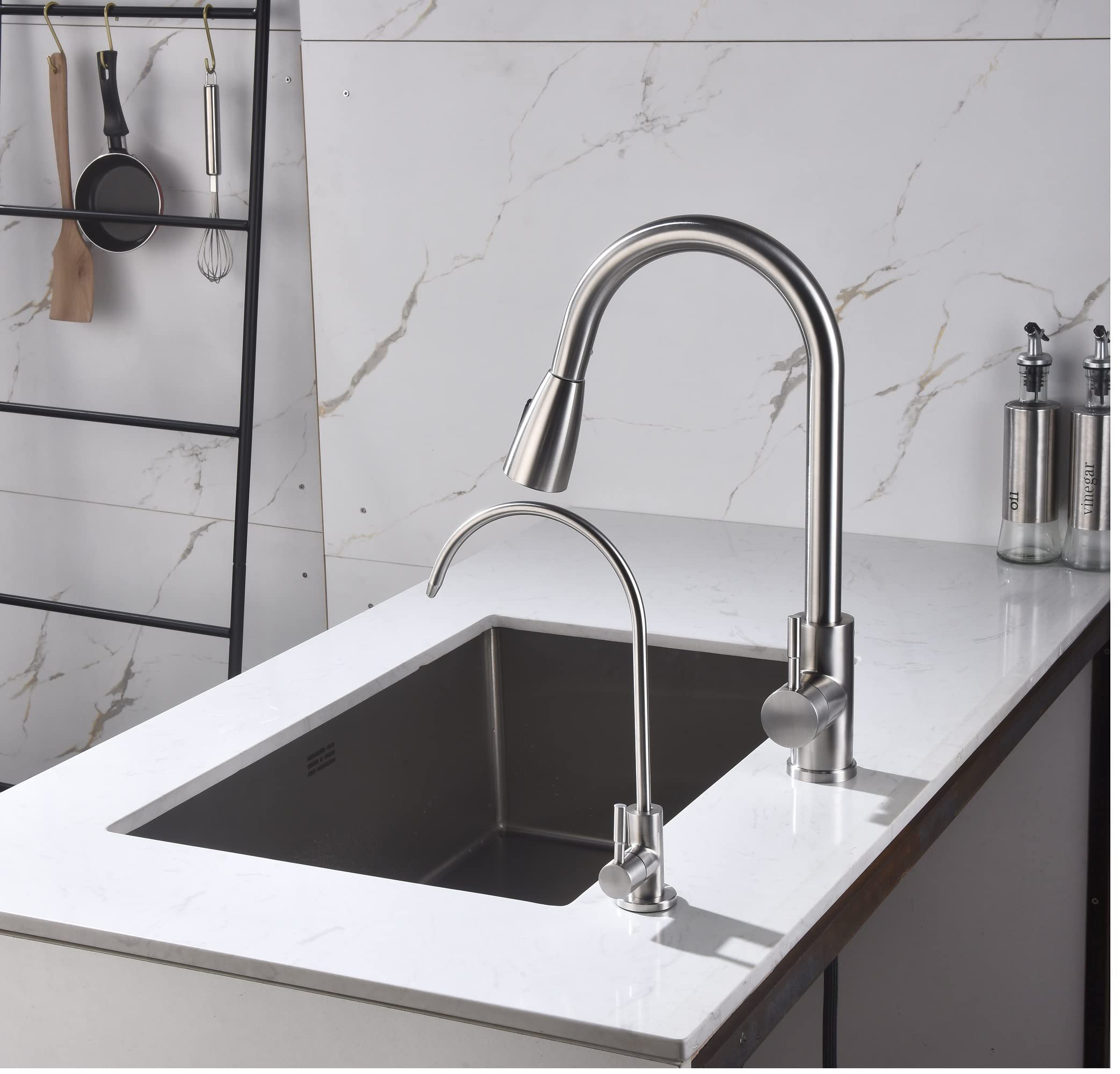 Apaix Drinking Water Faucet Brushed Stainless Steel, Kitchen Water Purifier Faucet Brushed Nickel for Non-Air Gap Reverse Osmosis Water Filtration System