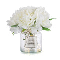 BLOSMON White Fake Flowers with Vase: Small Coffee Table Decor Bathroom Hydrangea Faux Flowers in Vase Office Desk Shelf Home Living Room Bedroom Vanity nightstand Decorations Floral Arrangement