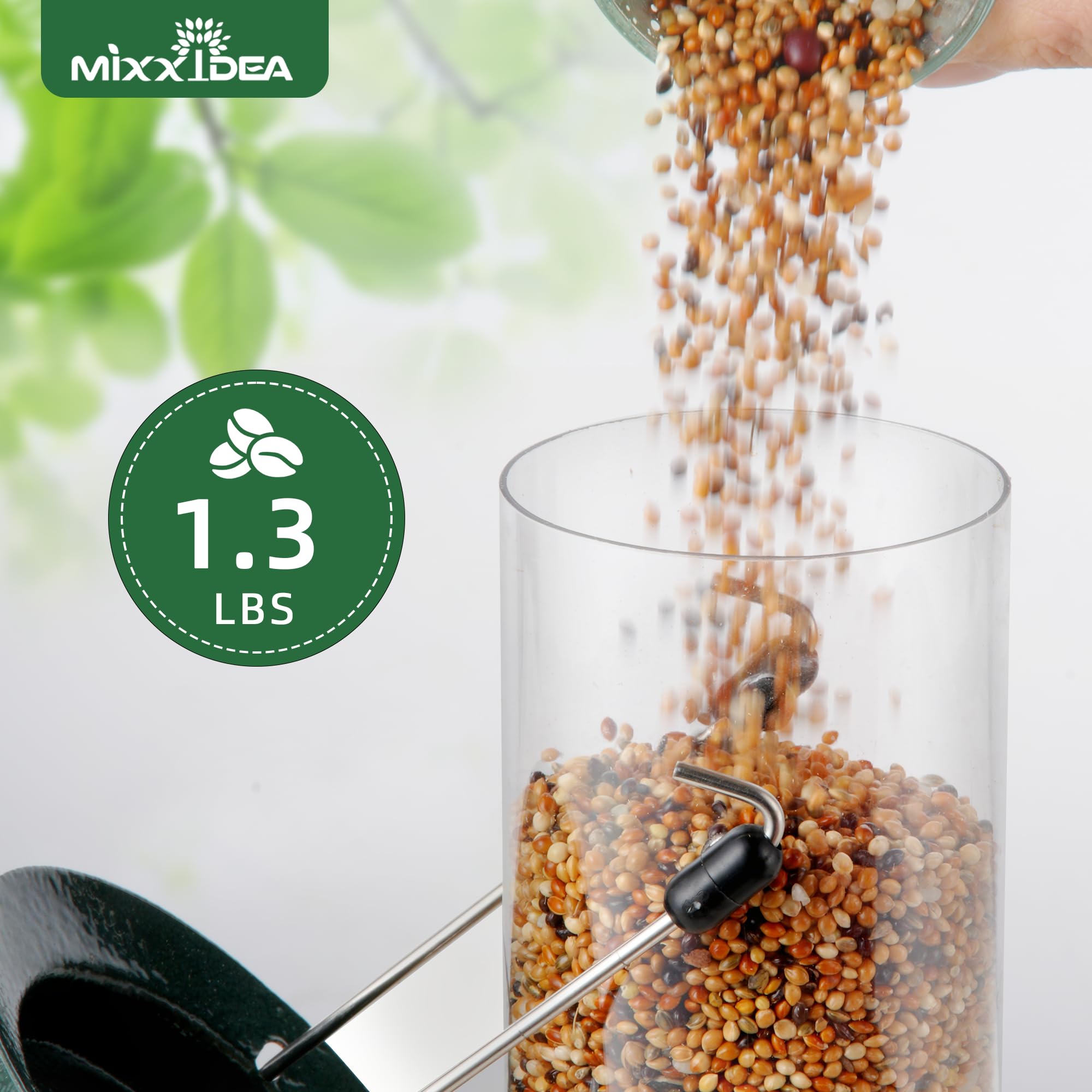 MIXXIDEA Finch Bird Feeder Hanging Metal Thistle Seed Feeder with 8 Feeding Ports Nyger Seed Feeder, Goldfinch Feeder for Outdoors Garden Green