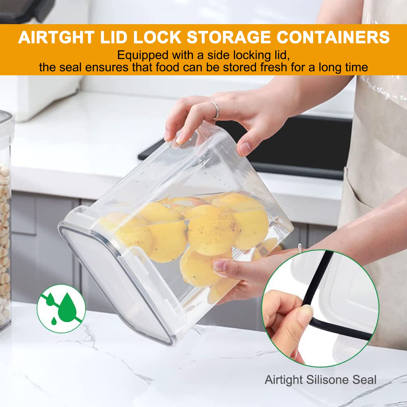 stusgo 8 Pack Airtight Food Storage Containers Set - Cereal Storage Containers for Kitchen Storage & Organisation with Lids & BPA Free Pantry Organiser