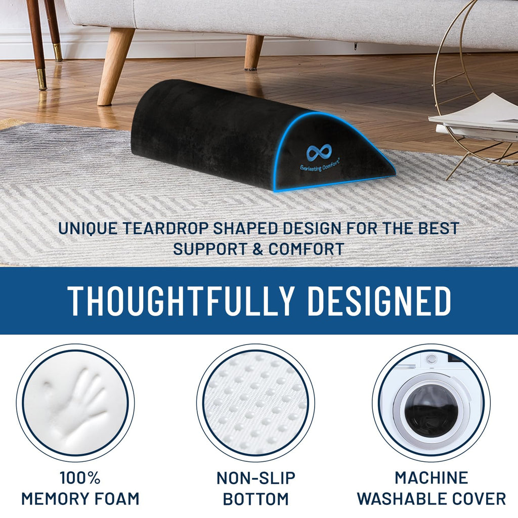 Everlasting Comfort Foot Rest for Under Desk at Work - Memory Foam Office Foot Stool & Under Desk Footrest Leg Elevation Pillow for Gaming & Home Office, Supports Posture