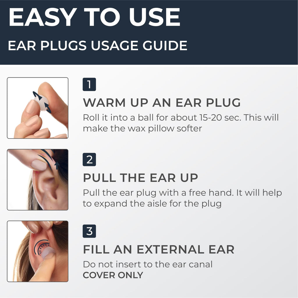 PQ Wax Ear Plugs for Sleep - 15 Silicone Wax Earplugs for Sleeping and Swimming, Gel Ear Plugs for Noise Cancelling & Ear Protection, Sleeping Earplugs with Sound Blocking Level of 32 Db (15 Pillows)