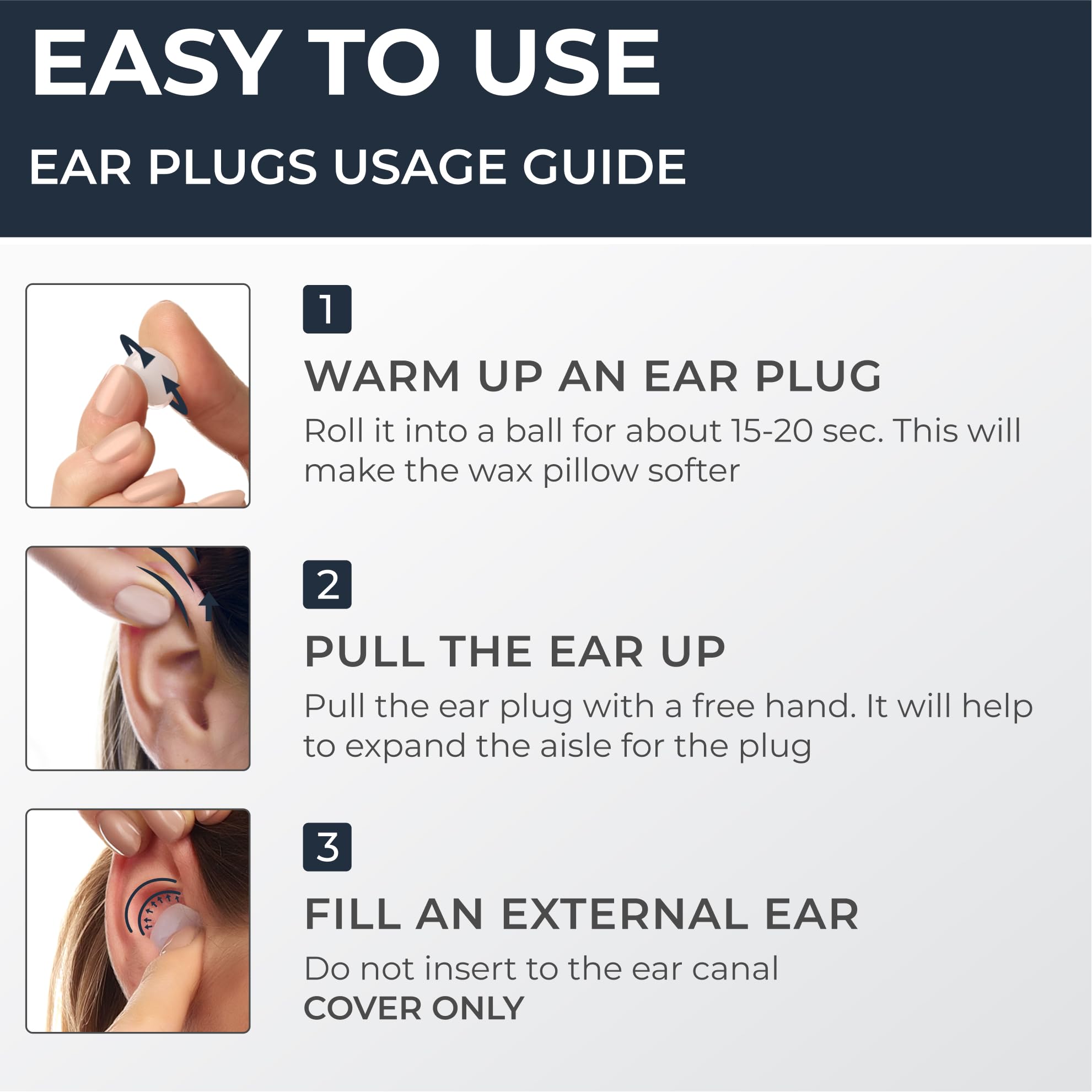 PQ Wax Ear Plugs for Sleep - 15 Silicone Wax Earplugs for Sleeping and Swimming, Gel Ear Plugs for Noise Cancelling & Ear Protection, Sleeping Earplugs with Sound Blocking Level of 32 Db (15 Pillows)