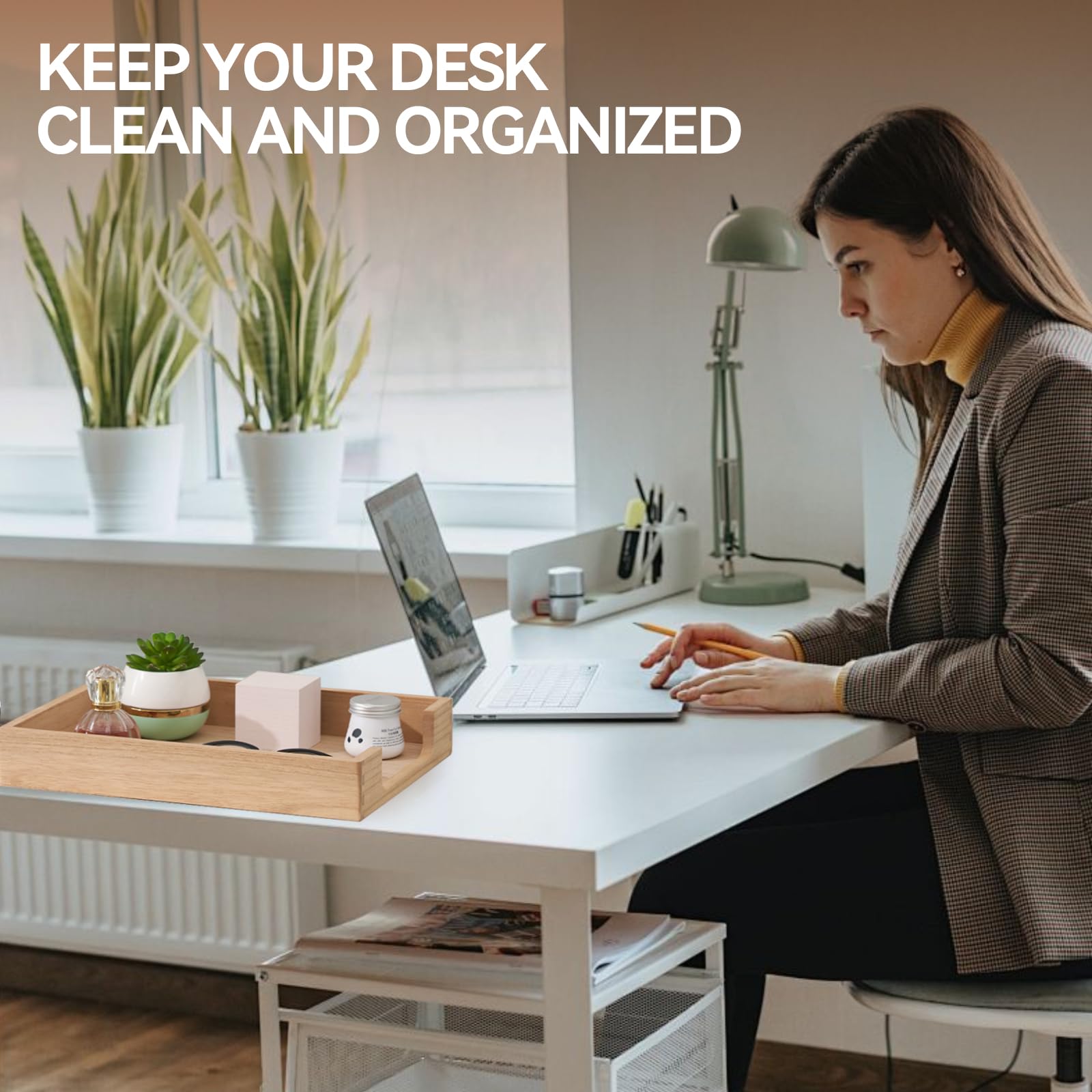KIRIGEN Wood Letter Tray, Single-Tier Front-Load Desktop Paper Organizer, Wooden Document Tray for Letter and A4 Paper, File Folder, Mail, Home Office Desk, 13.77 x 10.62 x 2.16 Inch, TP-NA