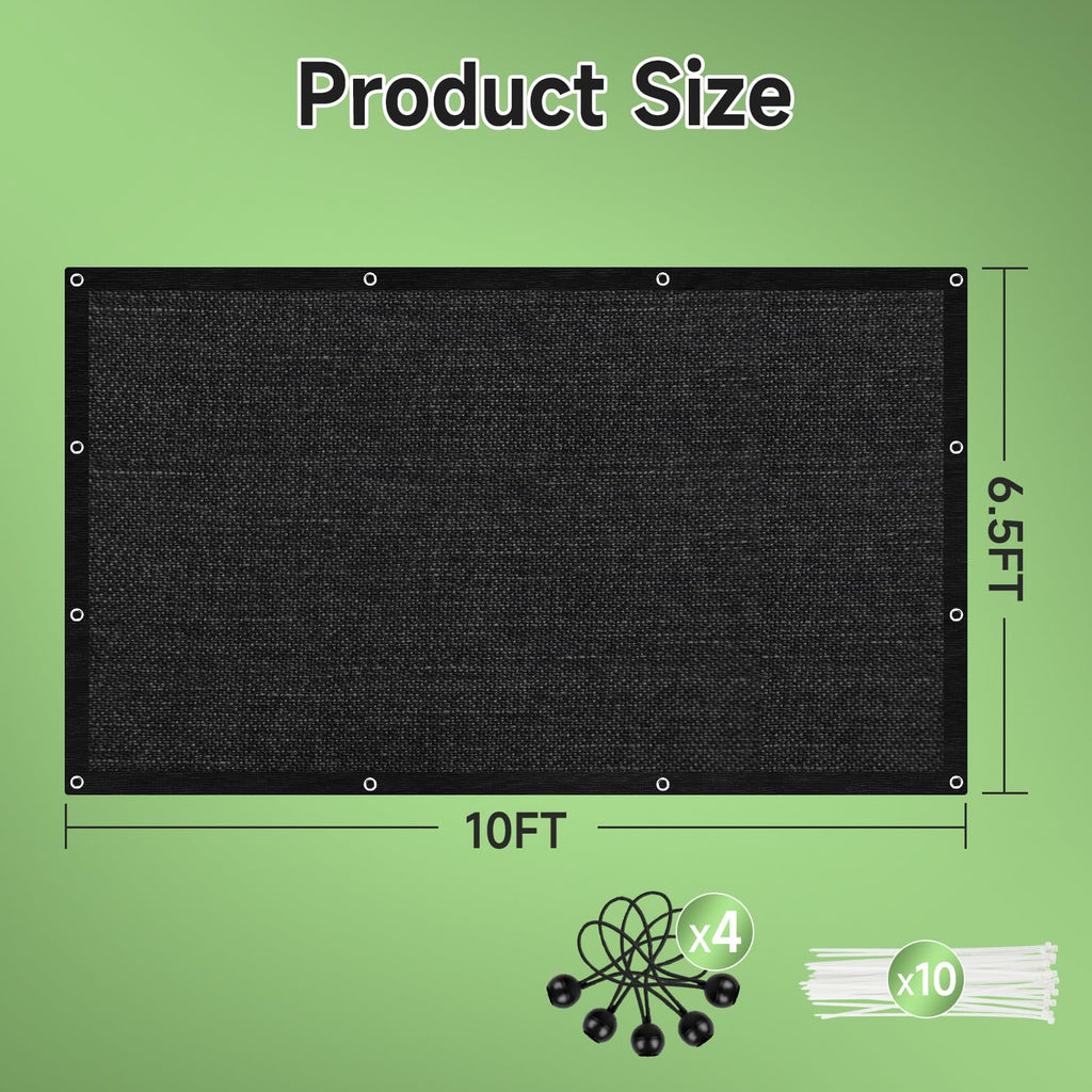 FOTMISHU Shade Cloth,75%-80% 6.5ftx10ft Black Sunblock Shade Net for Garden, Plant Shade Cover from Sun, Sun Shade Cover, Shade Fabric for Pergola, Plants Greenhouse, Gardens, Patio, Canopy