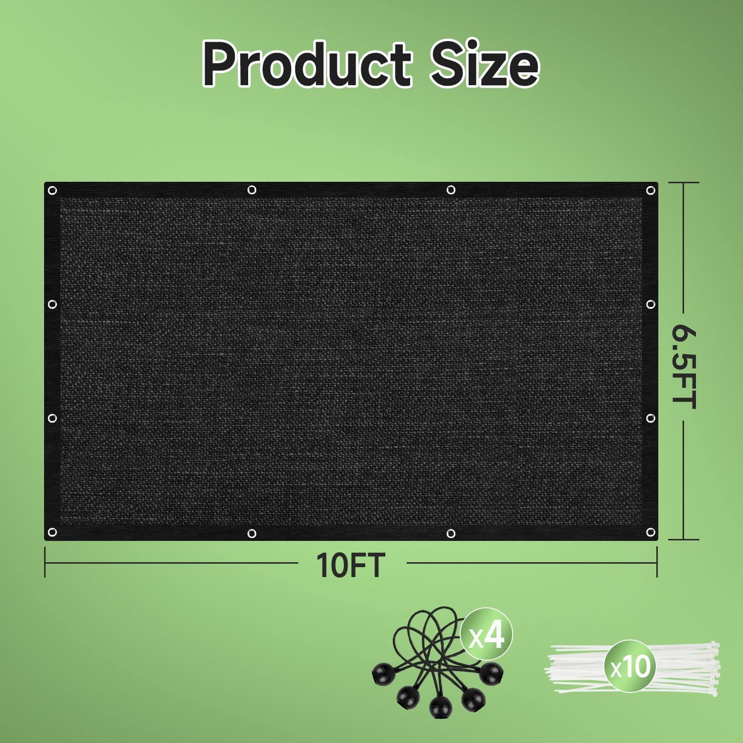 FOTMISHU Shade Cloth,75%-80% 6.5ftx10ft Black Sunblock Shade Net for Garden, Plant Shade Cover from Sun, Sun Shade Cover, Shade Fabric for Pergola, Plants Greenhouse, Gardens, Patio, Canopy