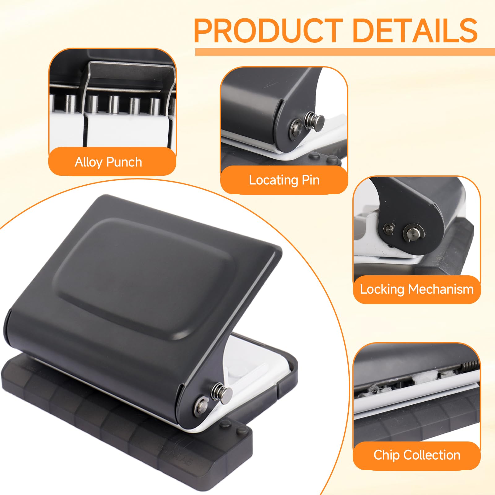 TUAKIMCE 10-Hole Punch Binding Machine for Planners, Mini Metal Manual Binding System with 10 Multi-Color Binder Rings, Punches 30 Holes on A4, 20 Holes on A5, 26 Holes on B5