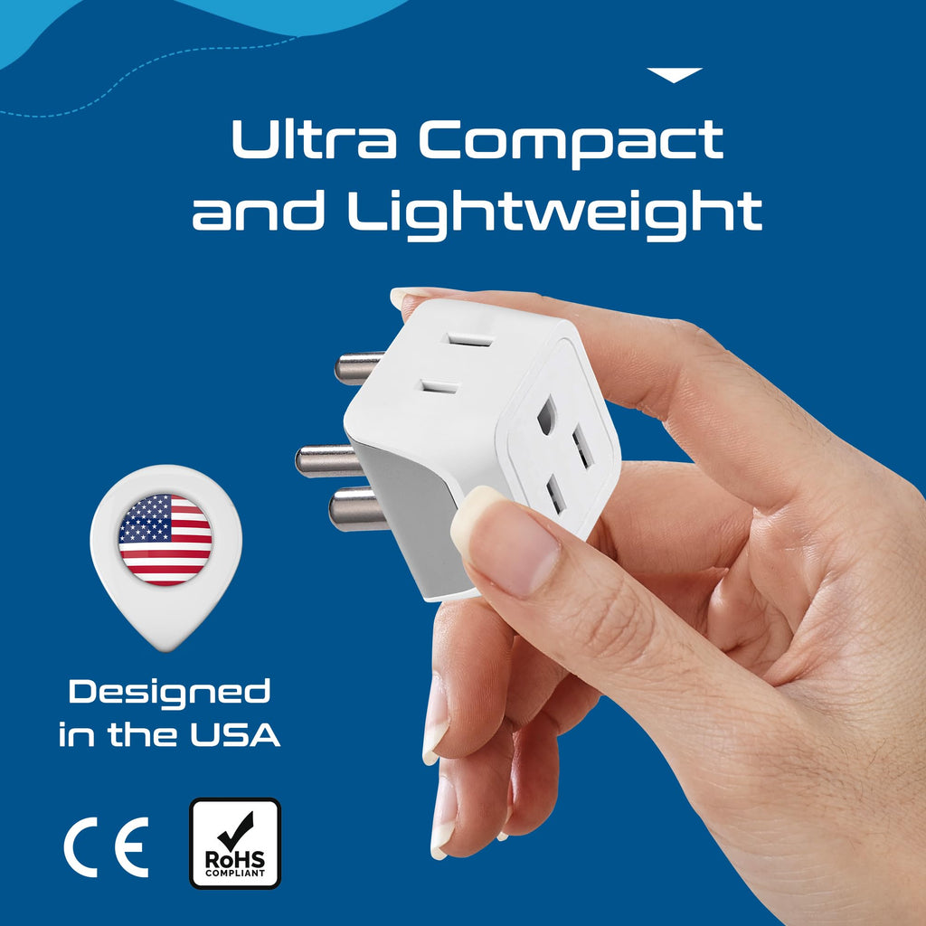 Ceptics Canada to India, Pakistan, Nepal Travel Adapter (Type D) - Dual Input - Ultra Compact - Charge your Cell Phone, Laptops, Tablets (CT-10, 3 Pack)