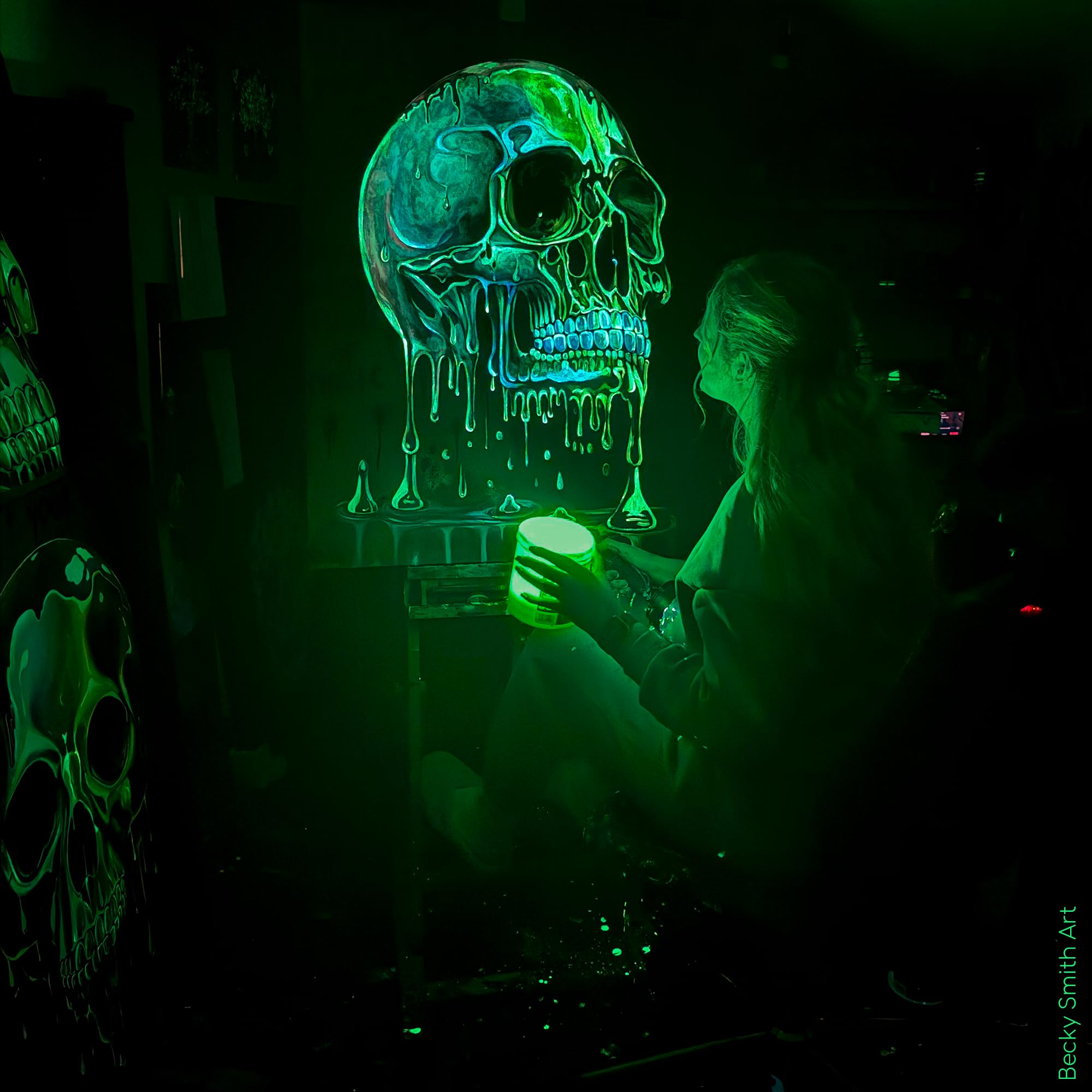 SpaceBeams Aurora Glow in the Dark Paint (50ml) Bright Green, Non-Toxic, Water Based