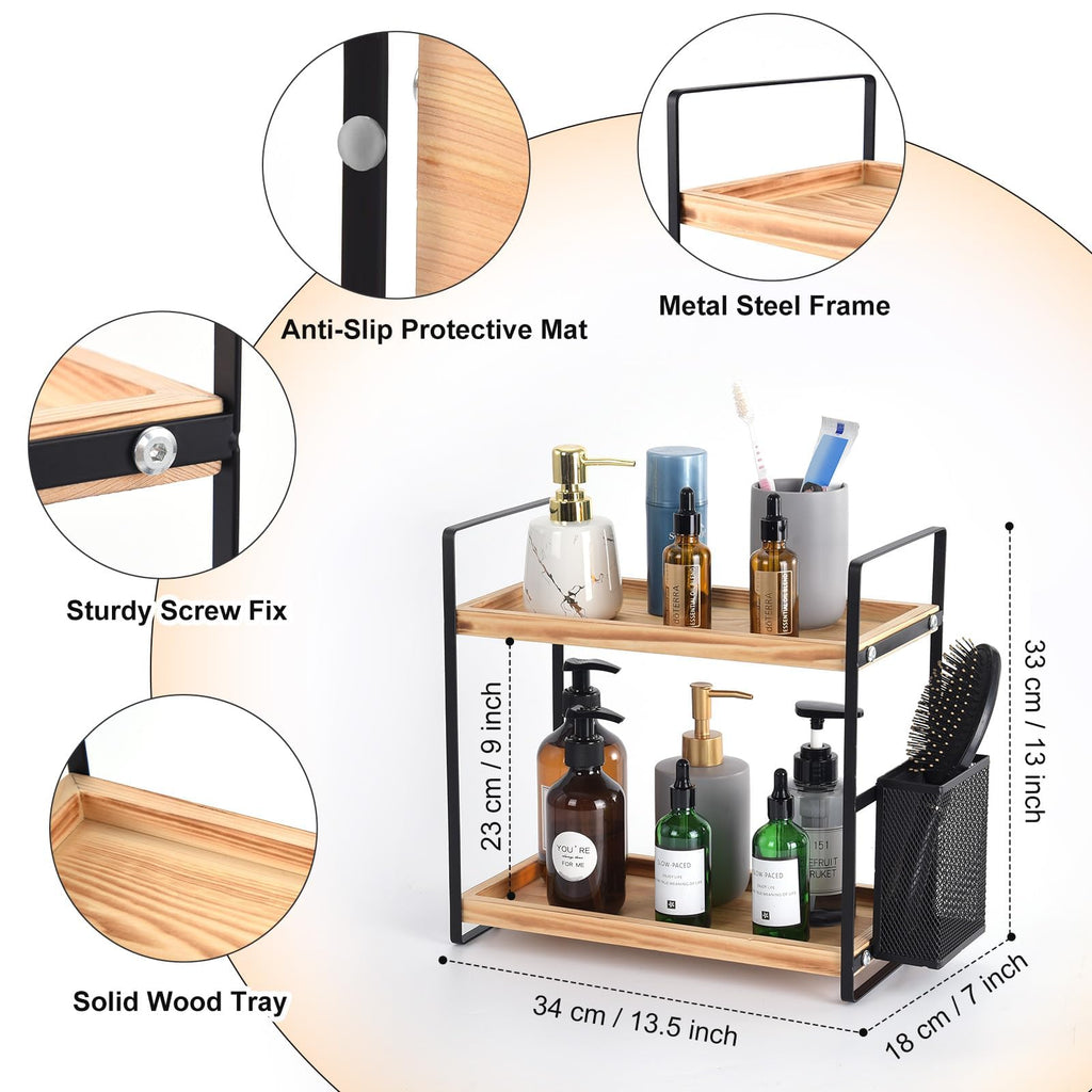 LEMIKKLE Bathroom Countertop Organizer, Perfume Tray and Vanity Organizer,Skincare Organizers for Vanity with Basket,Storage Organizers for Bathroom, Kitchen, Dresser