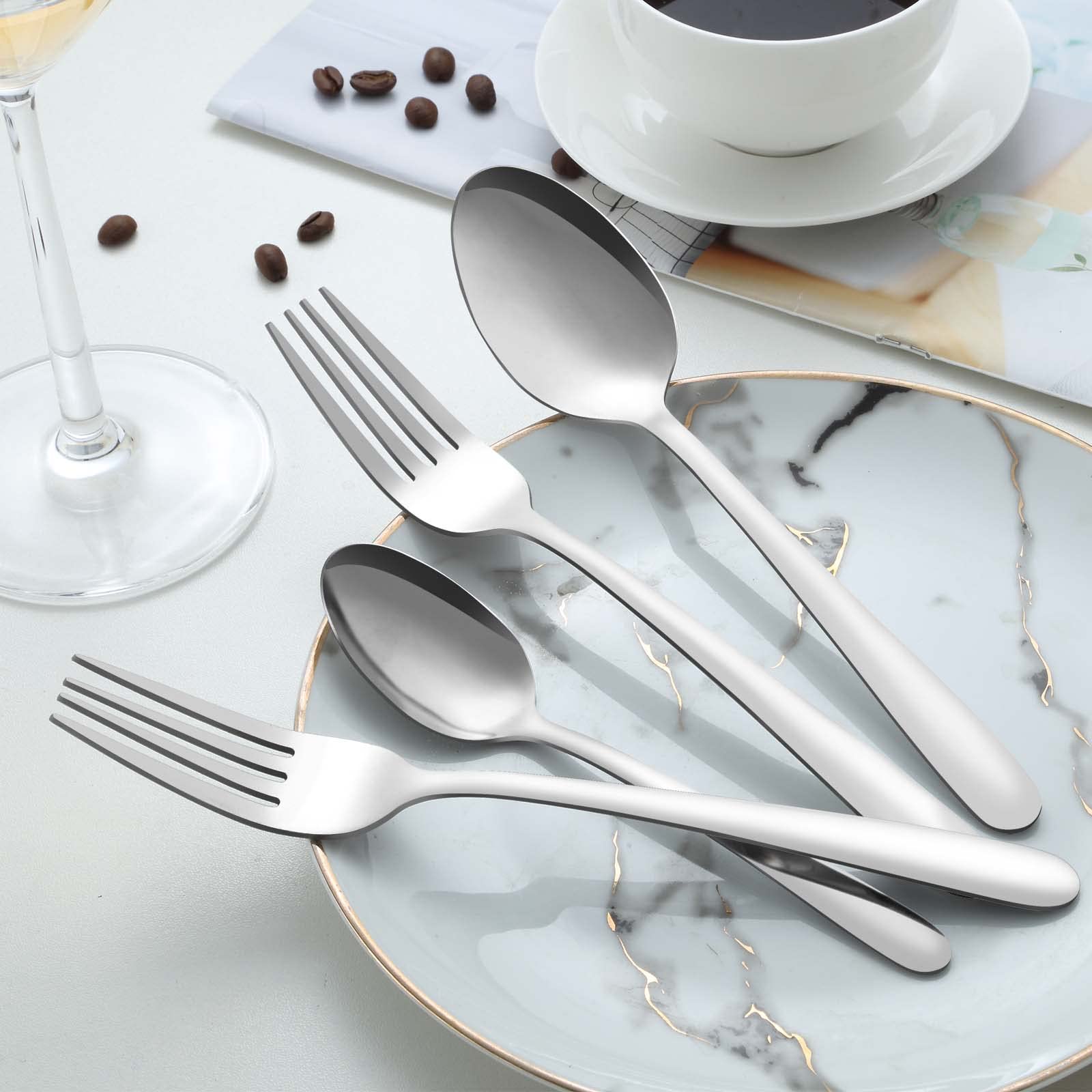 Pleafind 36-Pcs Teaspoons Set, 6.2 Inch Spoons Silverware, Stainless Steel Tea Spoons, Small Spoons, Mirror Polished Teaspoon, Dessert Spoons for Home, Restaurant, Dishwasher Safe