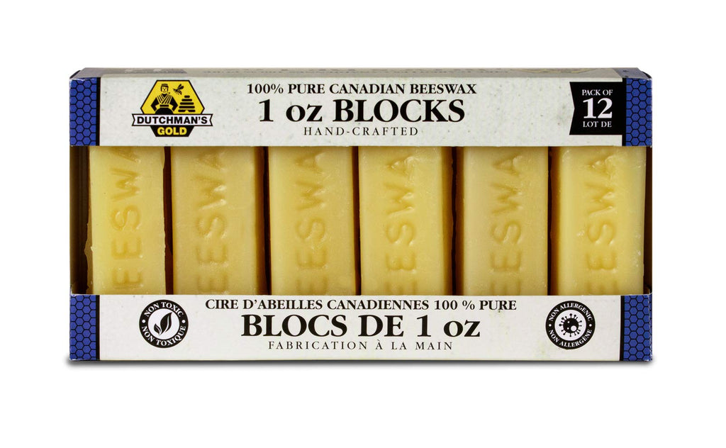 Dutchman’s Gold Beeswax Blocks, 1 oz x 12 Pack | 100% Pure Canadian Cosmetic Grade Beeswax | Handcrafted | Ideal for Candles, Food Wraps, Crafts & DIY Projects