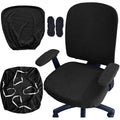 4 Pcs Office Chair Covers Set Stretchable Protective Rotating Computer Chair Seat Covers with Armrest Covers (Black)