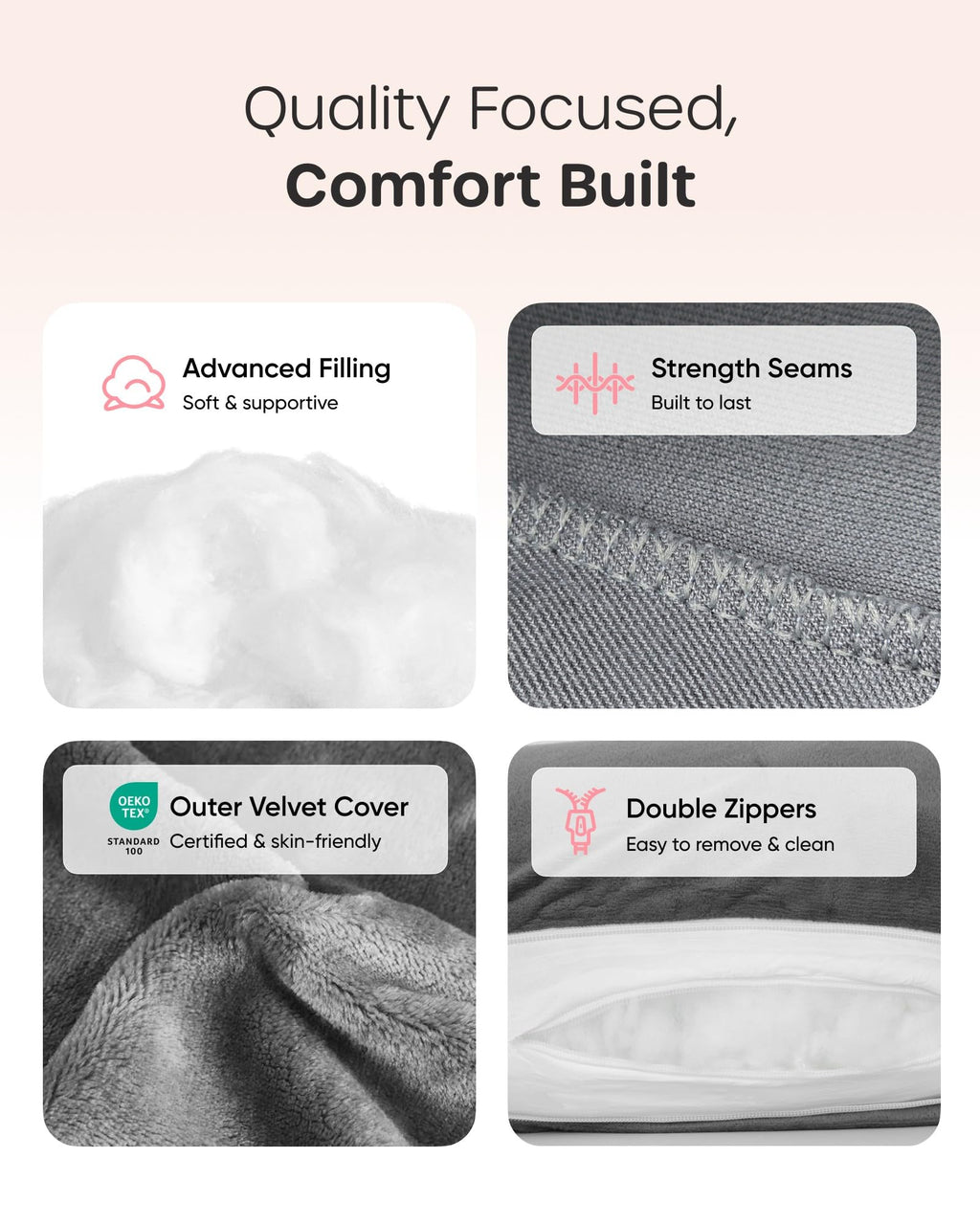 Nuliie Pregnancy Pillow for Sleeping, U Shaped Full Body Pillow Pregnancy Pillows, Maternity Pillow Support for Back, HIPS, Legs for Pregnant Women, with Washable Velvet Cover (Grey)