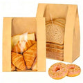 ZENFUN 100 Pack Paper Bread Bags, Sourdough Bread Bags with Clear Window & Stickers, Waterproof & Oil-resistant Paper Bakery Bag for Baked Food Packaging Storage, Treat Packaging, 8.3 x 4 x 12.6 Inch