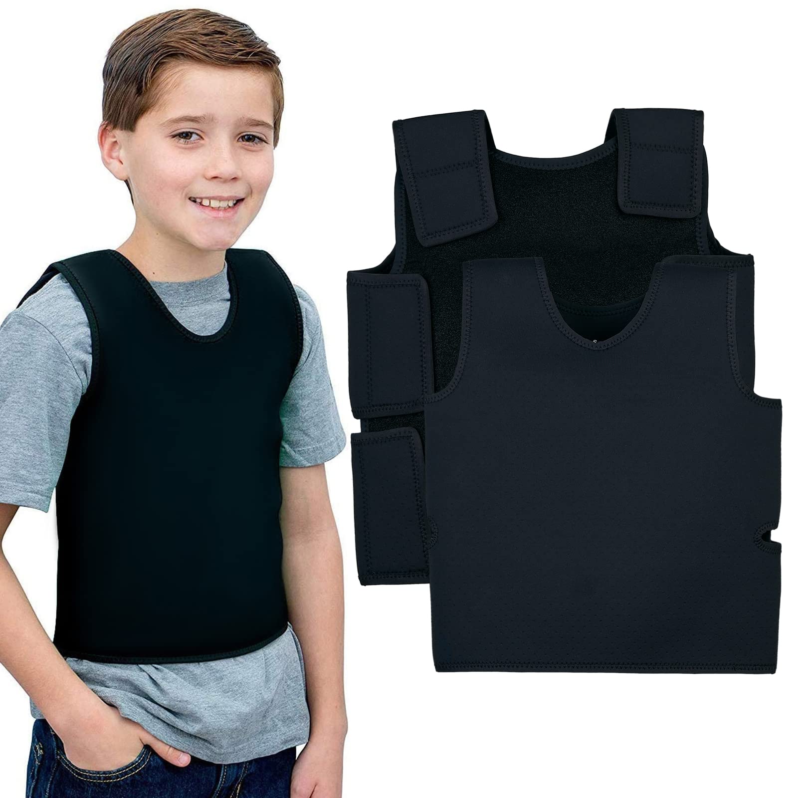 Sensory Compression Vest Sensory Processing Disorder Vest Deep Pressure Comfort for Autism Hyperactivity Mood Processing Disorders (Medium 17” x 30”)