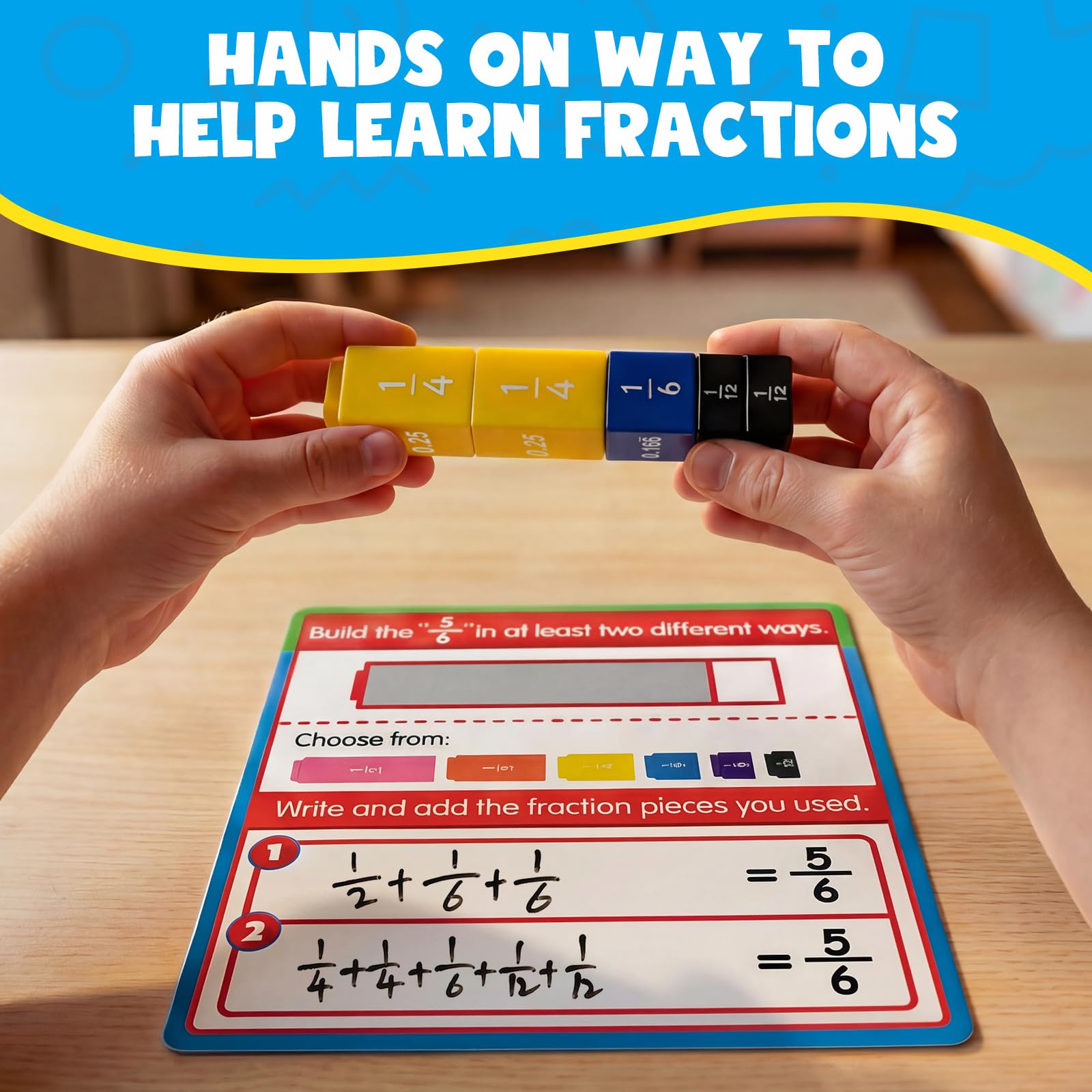 Aizweb Interlocking Fraction Cubes Activity Set - Math Manipulatives for Elementary School, Equivalent Fraction Manipulatives, Percents Cubes, Decimals Cubes, Homeschool Supplies