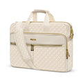 MOSISO Laptop Bag 13.3 inch, Briefcase for Women&Men, 13-14 inch Laptop Case Square Quilted Computer Messenger Bag Office Travel Business with 3 Pockets&Strap, Beige