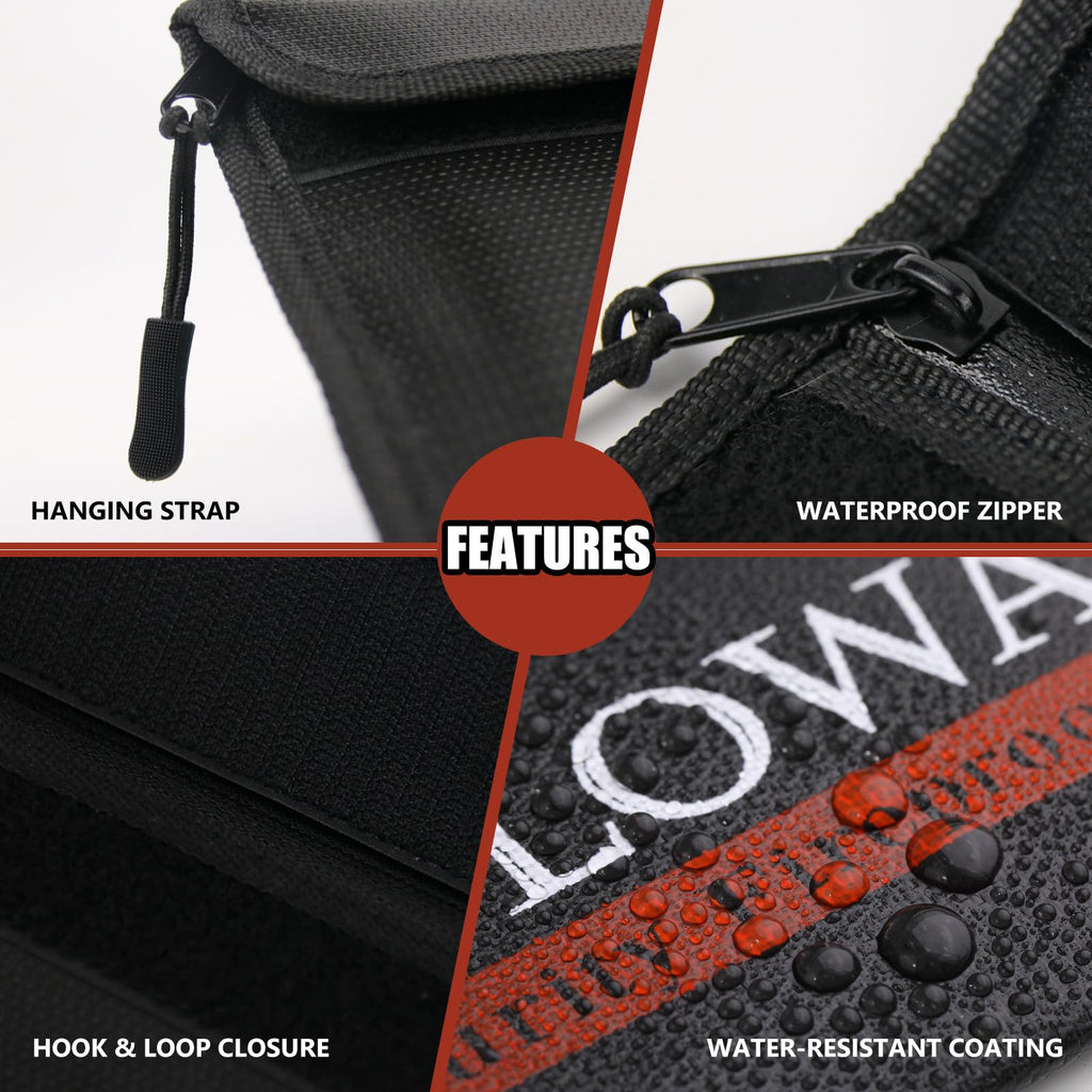 ROLOWAY Fireproof Bag (9.6 x 6.6 inches) 5200°F Heat Insulated, Fireproof Money Bag with Zipper for Cash, Fireproof Safe Bank Bag, Fireproof Money Organizer for Cash (2-Pack Black)