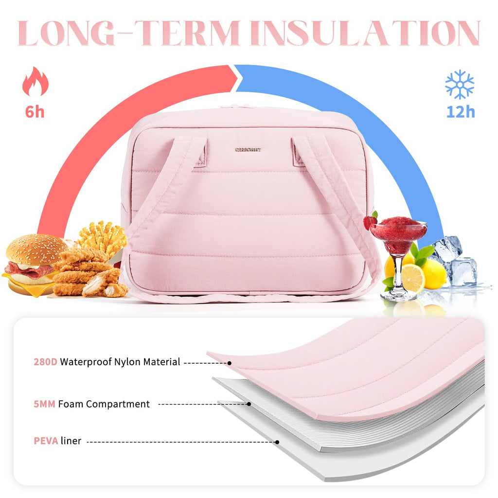 Insulated Lunch Bags for Women,Built-in Ice Pack Small Cooler,Freezable Lunch Bag, Waterproof and Durable Womens Lunch Bag for Work,Picnics,Travel,and Meal Preparation