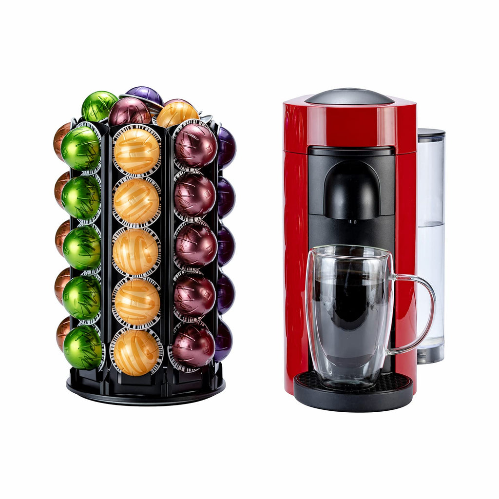 Rice Rat VertuoLine Coffee Pod Carousel Holder (40+ Pods, Black Metal & Rubber, 360° Rotate, Space Saving)