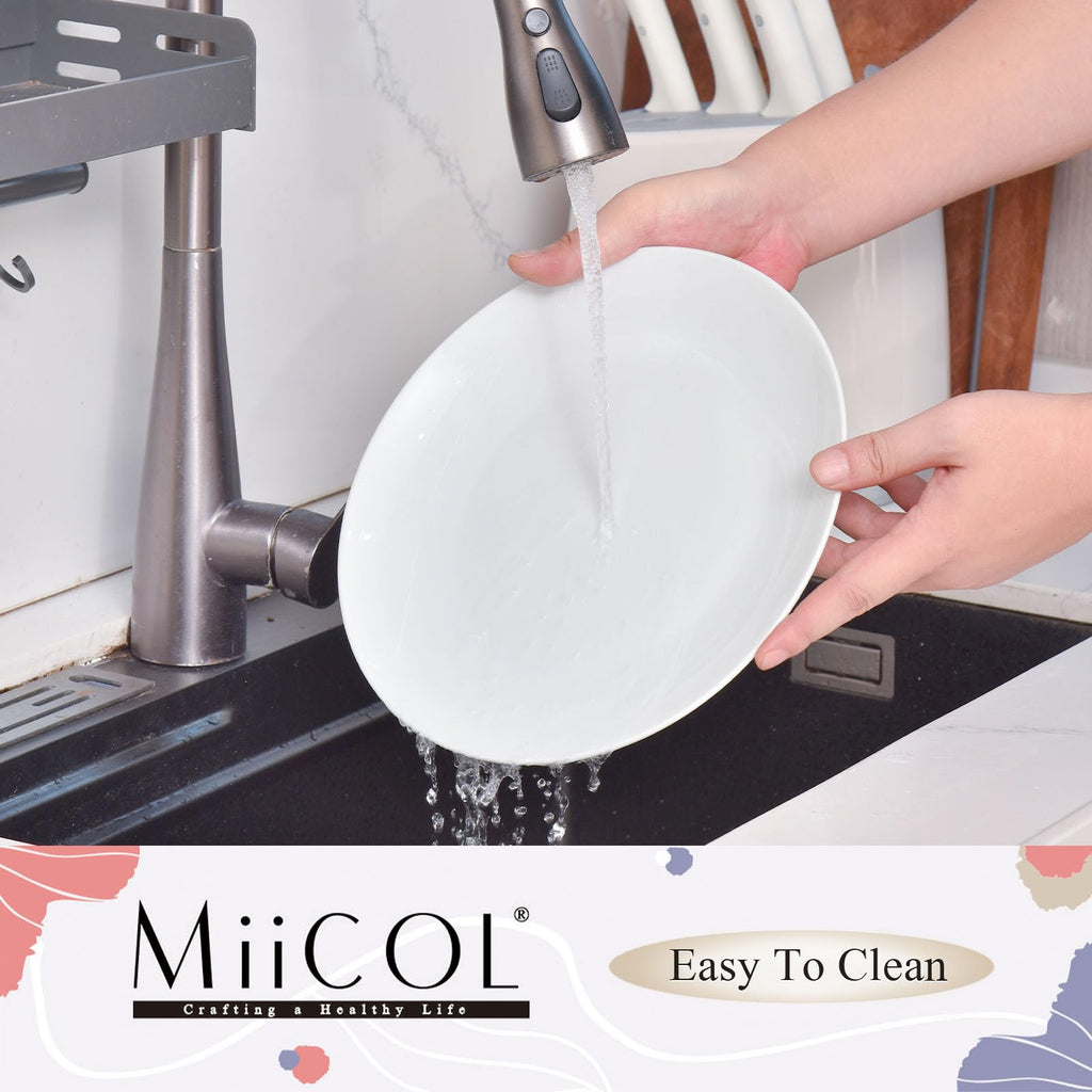 Miicol Ceramic Dinner Plates Set of 4, Large Salad Plate 10.5 inch / 27 cm, White Flat Dish, Porcelain Serving Dishes for Pasta, Steak, Dessert, Microwave and Dishwasher Safe, Scratch Resistant