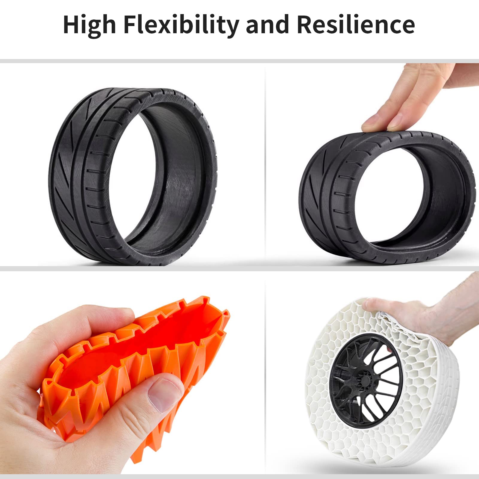GIANTARM TPU 3D Printer Filament Black, Soft Flexible Filament 95A, Dimensional Accuracy +/-0.05mm, 1KG (2.2LBS), 1.75mm Fit for All 3D Printers, Vacuum Packaging