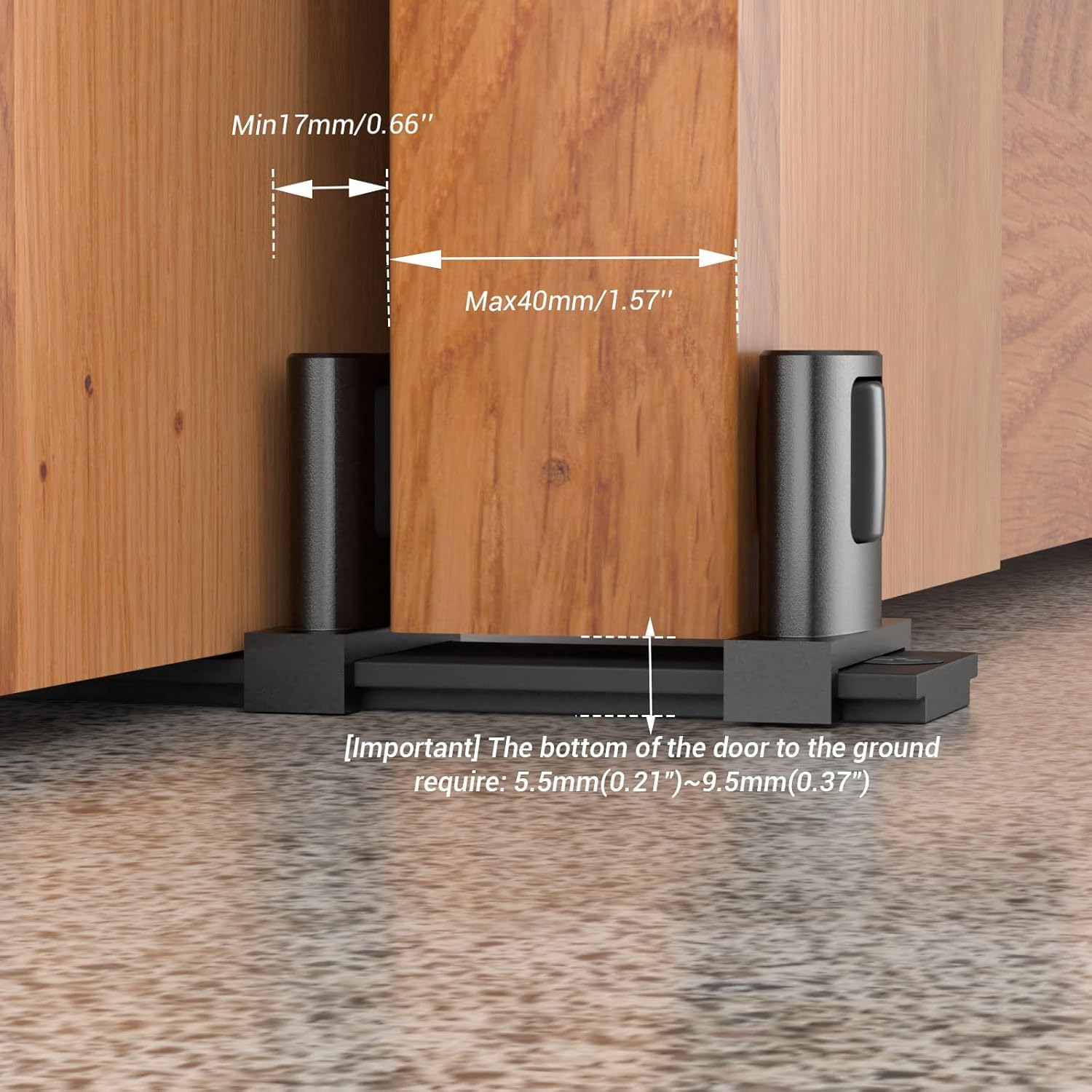 BONIKLUBA Adjustbale Bypass Sliding Barn Door Floor Guide for Bottom,Black