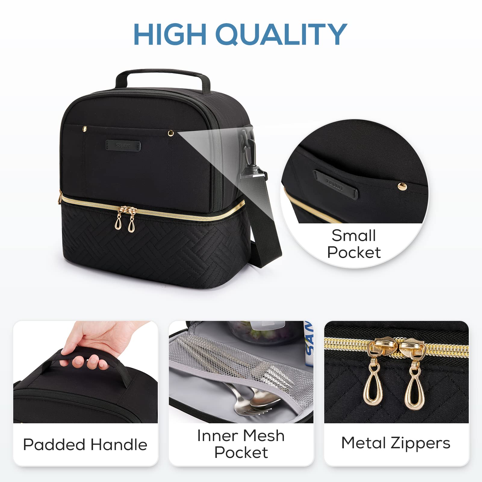 TOURIT Lunch Bag Women Double Deck Lunch Box Insulated Lunch Cooler for Women Men Work, School