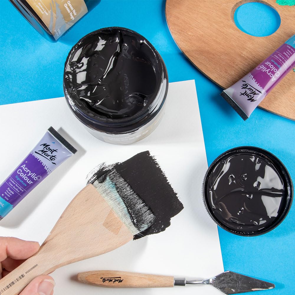 Mont Marte Black Gesso 17oz (500ml), Universal Primer, Suitable for All Paints Including Acrylic and Oil