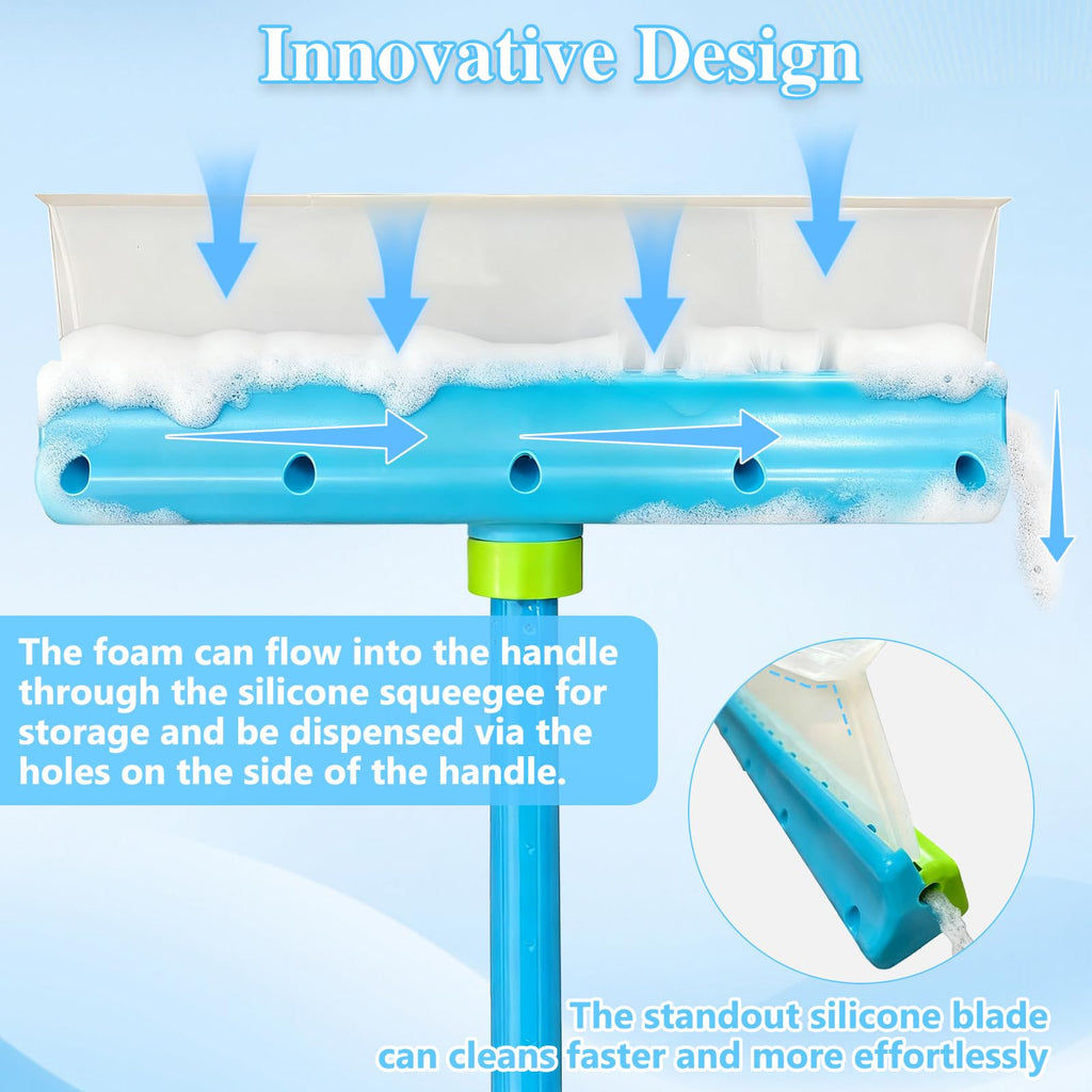 Window Squeegee - Recyclable Cleaner Scraper with Microfiber Scrubber, Window Cleaner for Glass Mirror Car Shower Doors Squeegee