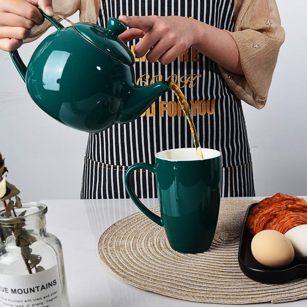 Sweejar Porcelain Teapot with Infuser and Lid,Teaware with Filter 30 OZ for Tea/Coffee/Milk/Women/Office/Home/Gift(Jade)