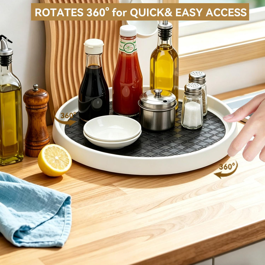 P PRETIRENO Lazy Susan Organizer 4 Pack, Non-Skid Lazy Susan Turntable 10 Inch for Cabinet, Pantry, Kitchen, Countertop, Vanity Display Stand,Grey,(SD04)