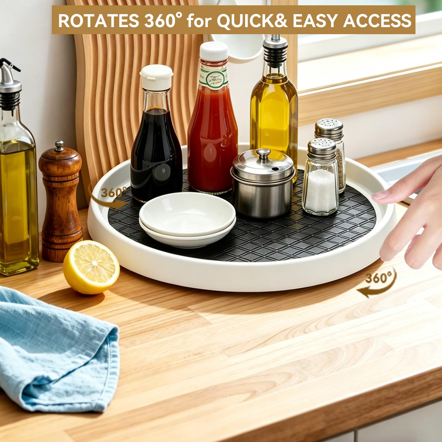 P PRETIRENO Lazy Susan Organizer 4 Pack, Non-Skid Lazy Susan Turntable 10 Inch for Cabinet, Pantry, Kitchen, Countertop, Vanity Display Stand,Grey,(SD04)