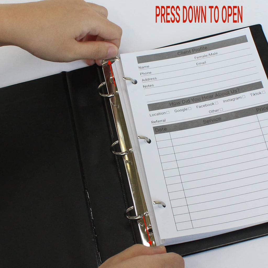 suituts Client Record Book, Hair Stylist Client Profile Book-Binder and Customer Record Cards for Salons, Hair Stylist, Nail, Small Business(100 Sheets Profile Cards, 5.5" X 8.5")