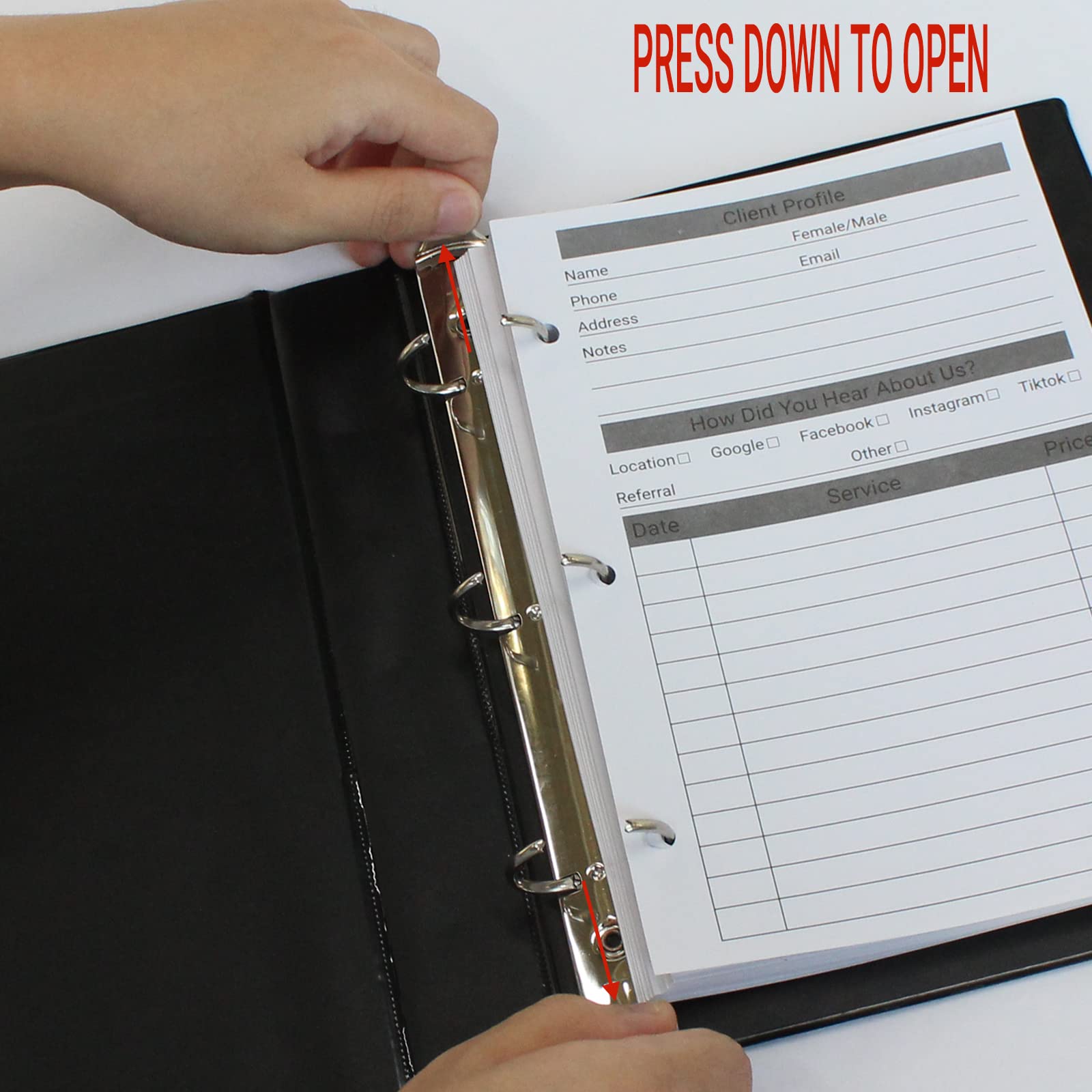 suituts Client Record Book, Hair Stylist Client Profile Book-Binder and Customer Record Cards for Salons, Hair Stylist, Nail, Small Business(100 Sheets Profile Cards, 5.5" X 8.5")
