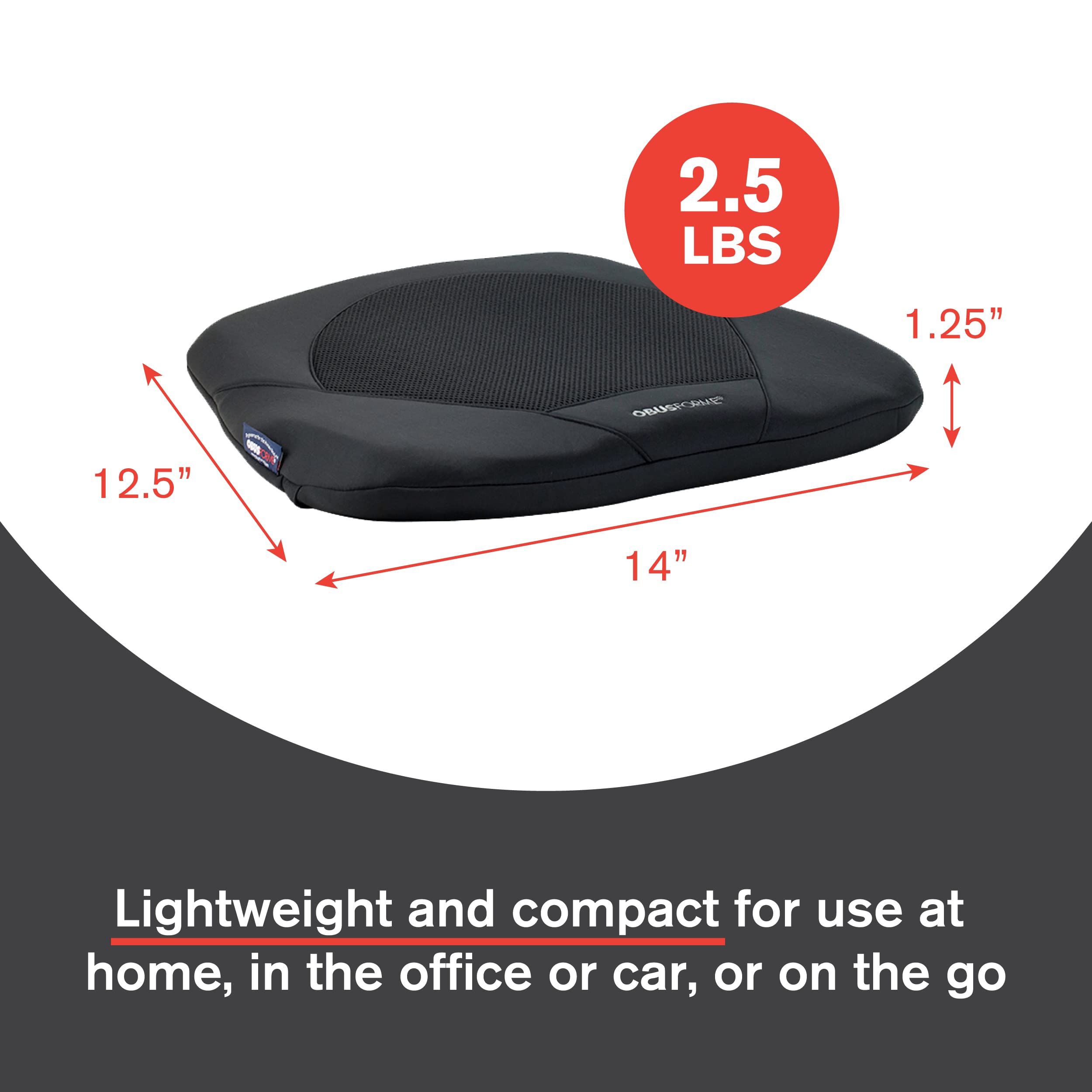 ObusForme Gel Seat Cushion – Memory Foam Seat Cushion and Posture Support, Contoured Ergonomic Design for Soothing Relief, Soft Gel Insert and Mesh Panel