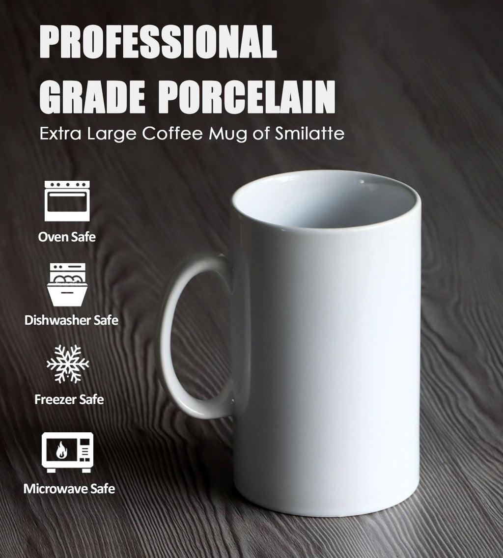 28 OZ Extra Large Ceramic Coffee Mug, Smilatte M018 Classic Porcelain Boss Super Big Tea Cup with Handle for Office and Home, Red