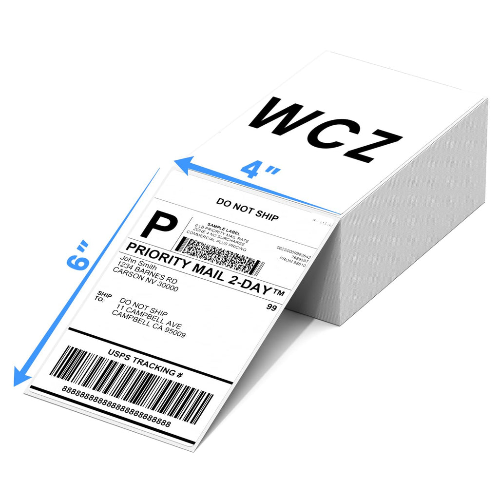 4x6 Thermal Shipping Labels for Thermal Printers - 500 Thermal Labels, Commercial Grade, Compatible with Multiple Shipping Label Printer, Ideal for E - Commerce & Logistics Business, White