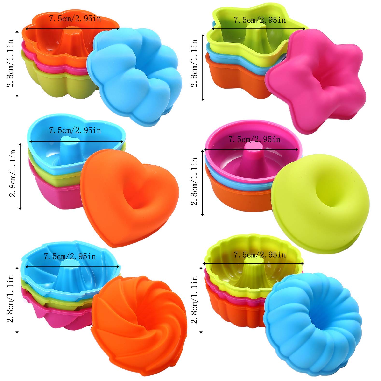 To encounter 24Pack Silicone Molds, Nonstick 2 3/4 inches Silicone Donut Mold, Silicone Baking Cups, Silicone Donut Pan, Muffin, Jello, Bagel Pan, Oven- Microwave- Dishwasher Safe