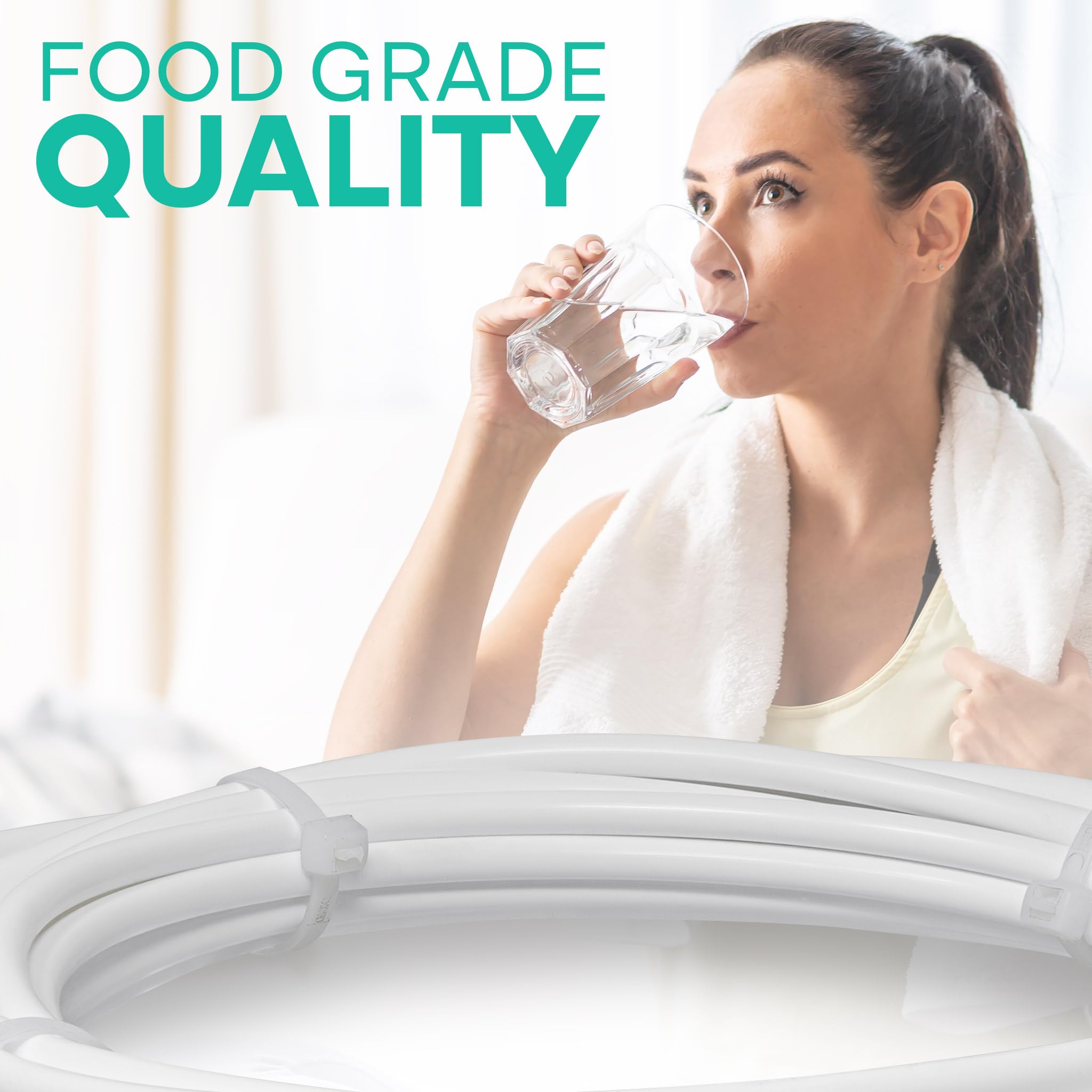 Metpure 3/8" OD x 25 Feet Length LLDPE Polyethylene Tubing for Reverse Osmosis De-ionized Water Filtration Systems, Refrigerators, and Other Appliances (3/8" OD, 25', White)
