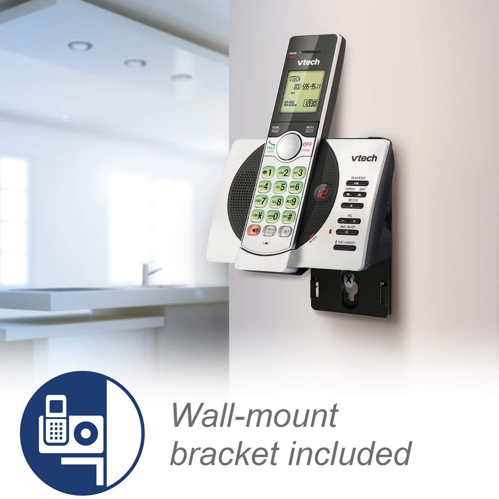 VTech DECT 6.0 Single Handset Cordless Phone with ITAD, CID, Backlit Keypad and Screen, Full Duplex Handset Speakerphone, Call Block Silver/Black - CS6929