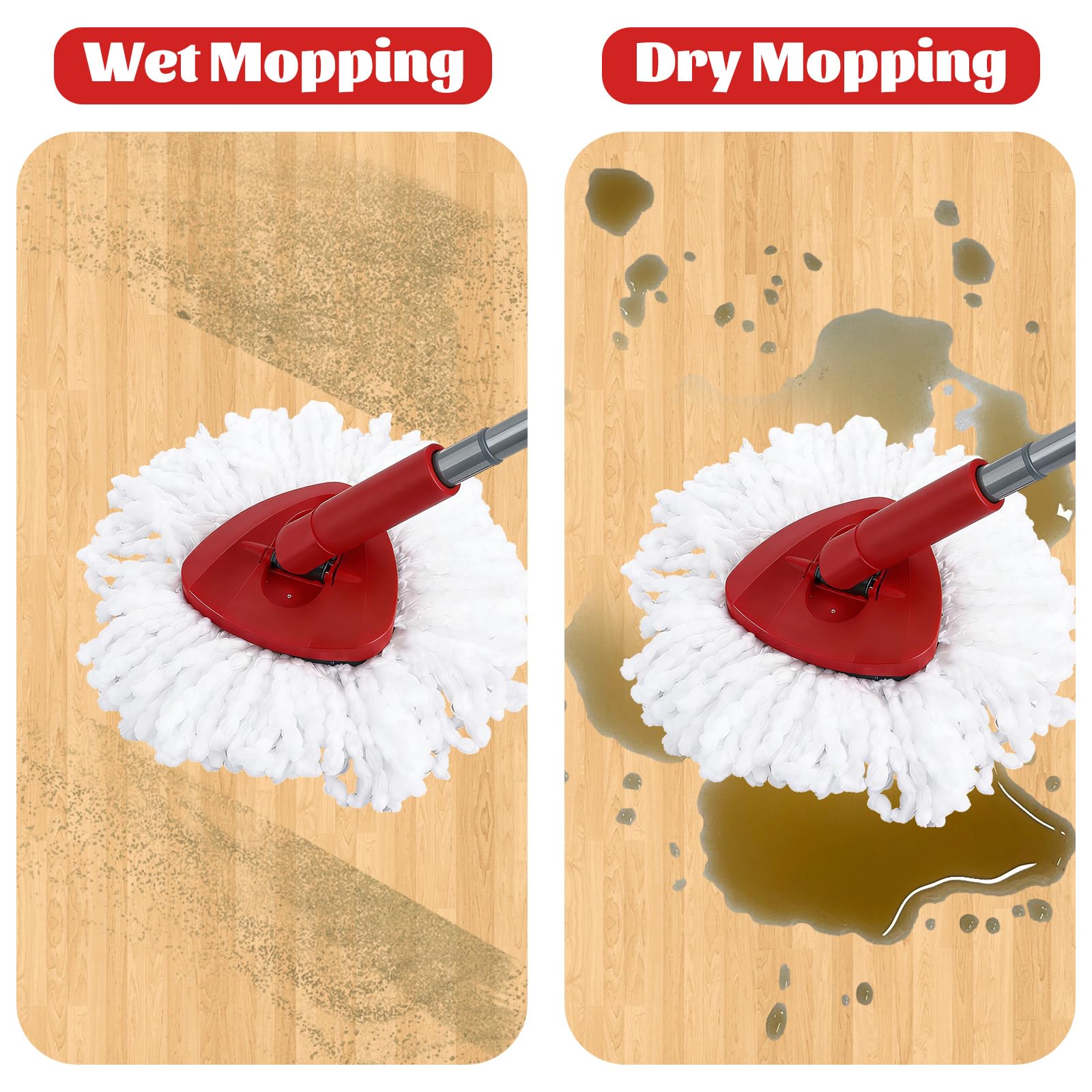 8 Pack Spin Mop Head Refill 1 Rotating Mop Base Compatible with O-Ceda EasyWrin Mop Heads Refills,Spin Mop replacement heads For Easy House Cleaning Floor Mopping