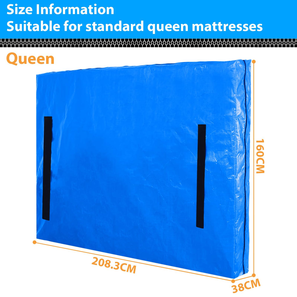Mattress Bag for Moving,Extra Thick Mattress Cover Queen Mattress Storage Bag with 8 Strong Handles & Zipper,Heavy Duty Mattress Moving Bag,Waterproof Mattress Protector,Moving Supplies(Queen Size)