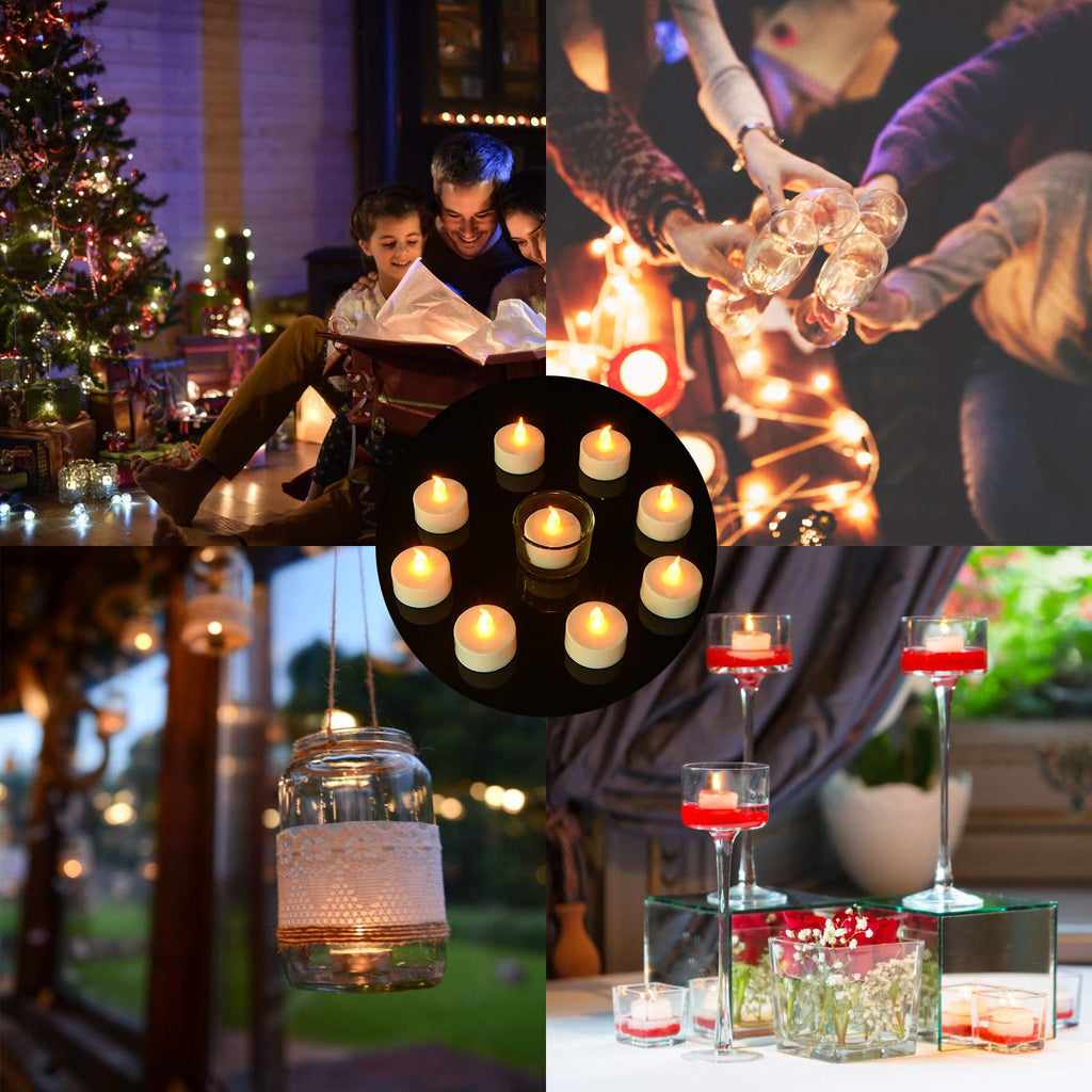 Pandaing Battery Operated Flameless Tealight Candles [40 Pack, Batteries Included], Realistic Tea Lights Candles, Flickering Bright Tealights