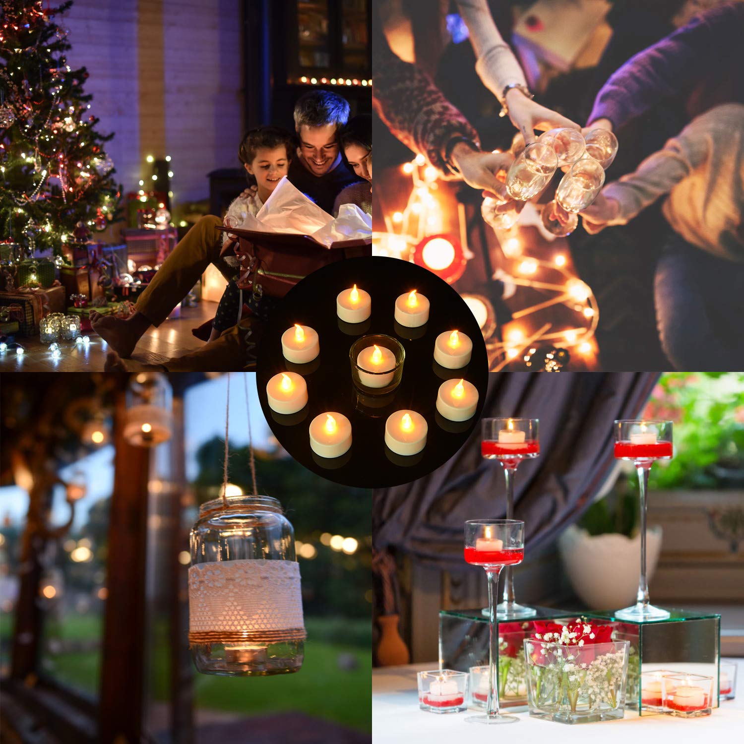 Pandaing Battery Operated Flameless Tealight Candles [40 Pack, Batteries Included], Realistic Tea Lights Candles, Flickering Bright Tealights
