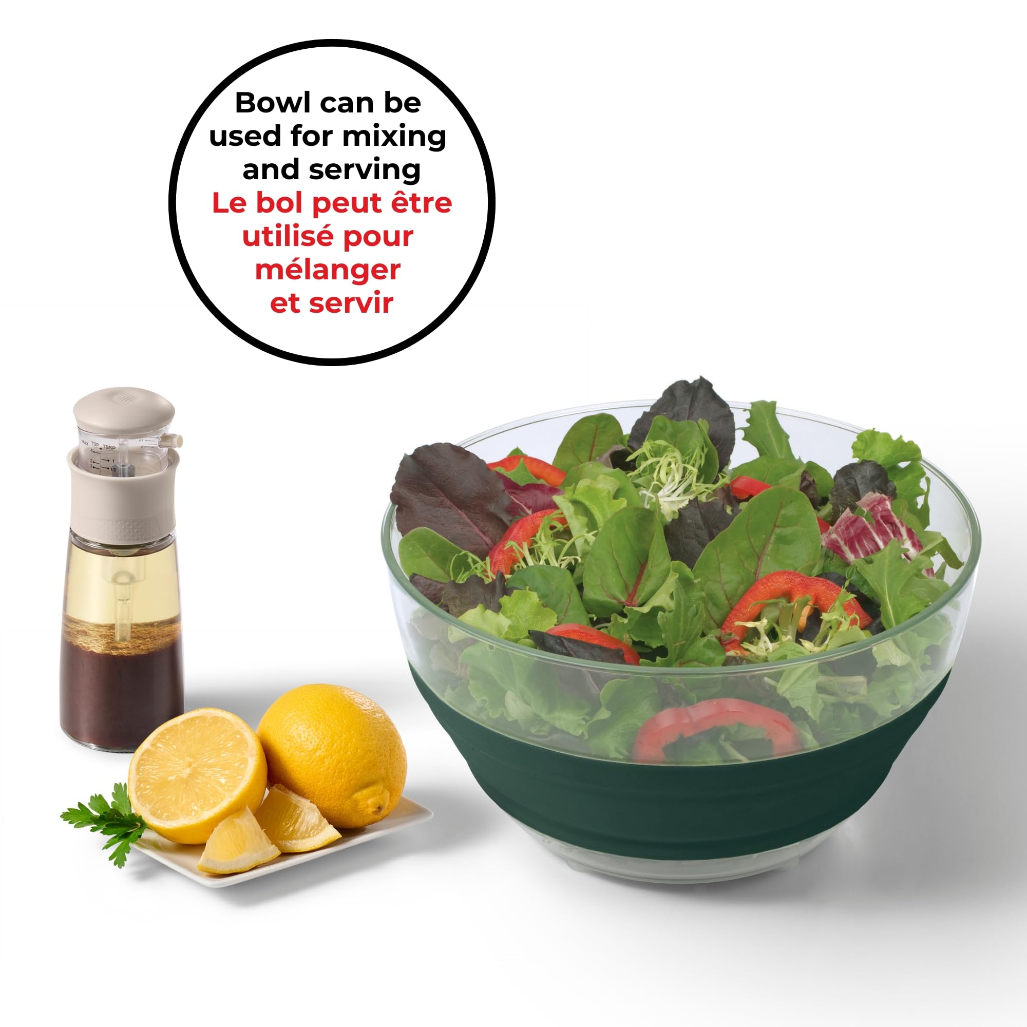 Starfrit Collapsible Salad Spinner 3L Capacity - Compact Storage - Basket Doubles as Colander - Bowl Can Be Used For Serving