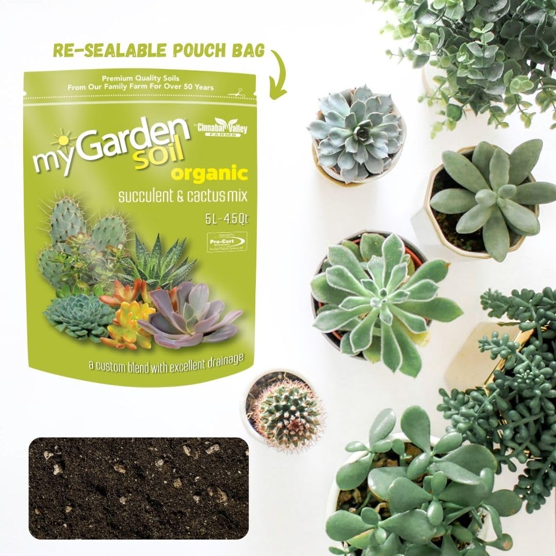 myGarden Organic Succulent & Cactus Soil Mix - 5L | Premium Drainage Blend for Thriving Gardens | Pro-Cert Approved | Nutrient-Rich Formula for Healthy Growth
